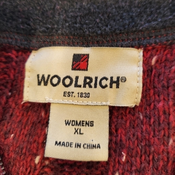 Woolrich Ruby Heather Tweed Wool Blend 1/4 Zip Ribbed Knit Sweater  X-Large XL - Picture 9 of 11